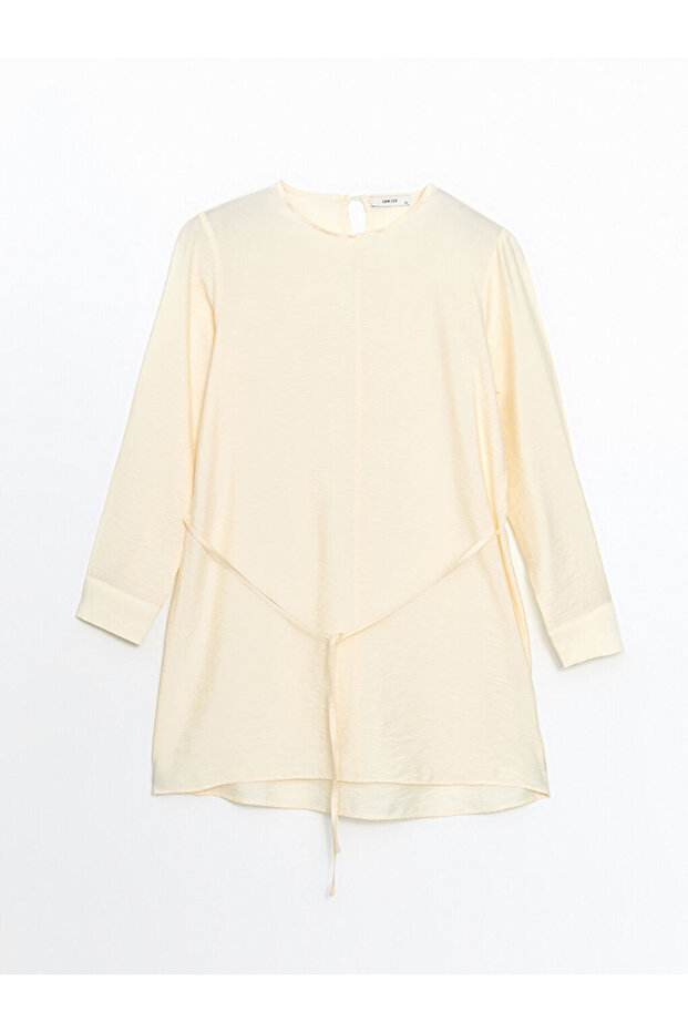Beige Crew Neck Women's Tunic