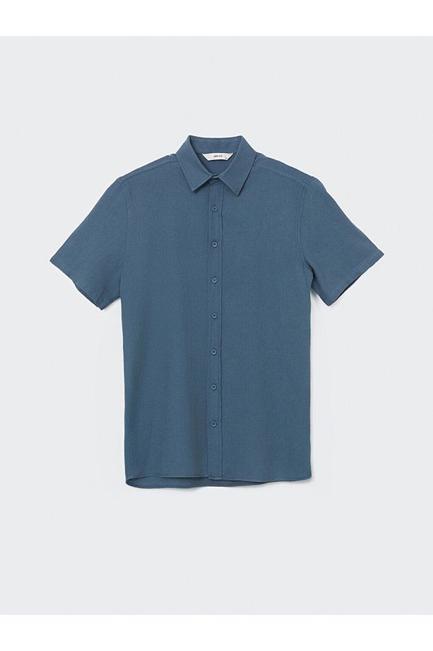 LCW ECO Regular Fit Kısa Kollu Keten Karışımlı Erkek Gömlek - 1