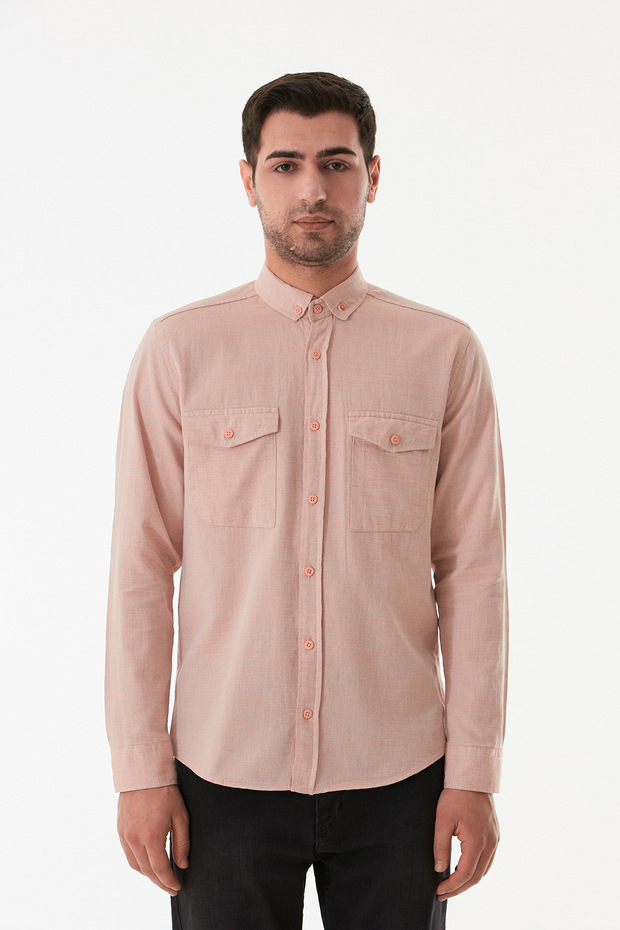 قميص بأزرار وجيب مزدوج - 6