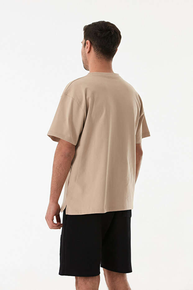 Basic Bisiklet Yaka Oversize Tişört - 4