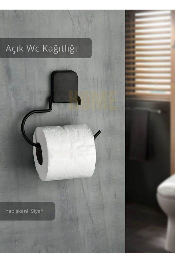 Paslanmaz Kapaksız Tuvalet Kağıdı Askılığı Wc Kağıtlık Tutucu Siyah - 1