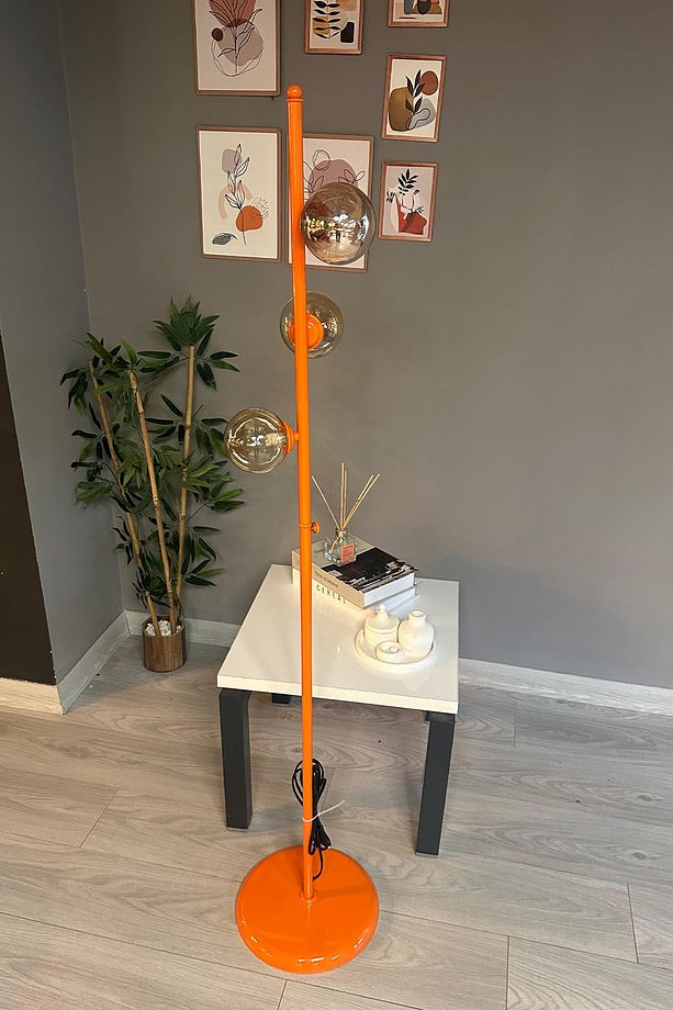 Lambader Bal Rengi Cam Başlık Modern Dekoratif Metal Oturma Odası Zemin Lambası - 2