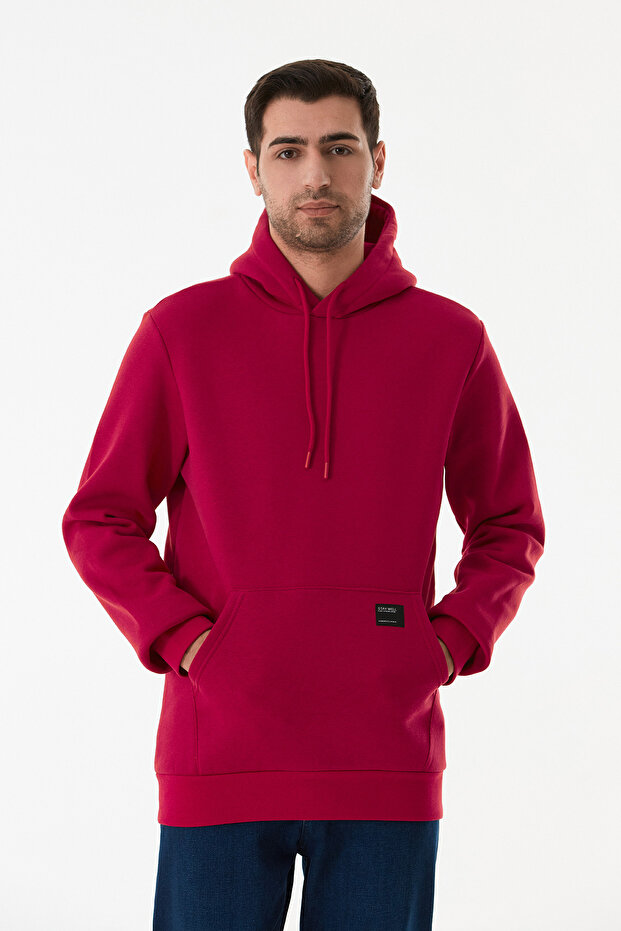 3 İplik Basic Kanguru Cepli Kapüşonlu Sweatshirt - 1