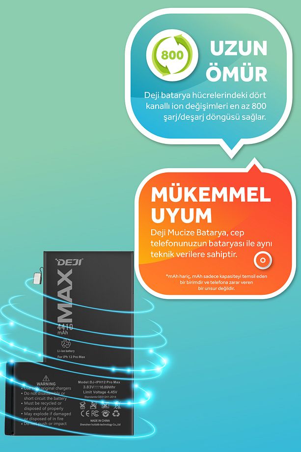 Iphone 12 Pro Max Batarya 4410 Mah Mucize Batarya - 4