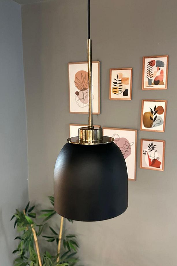 Deep Siyah Ince Eskitme Ufo Başlık Tekli Avize Sarkıt Salon Mutfak Butik Lamba Aydınlatma Avizeler - 6