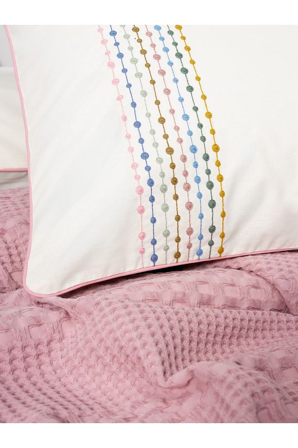 Aura Tek Kişilik Pike Takımı Pebble Pembe - 4