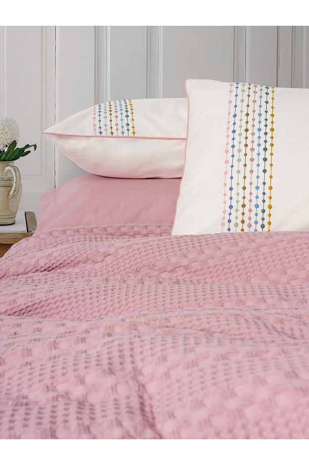 Aura Tek Kişilik Pike Takımı Pebble Pembe - 3