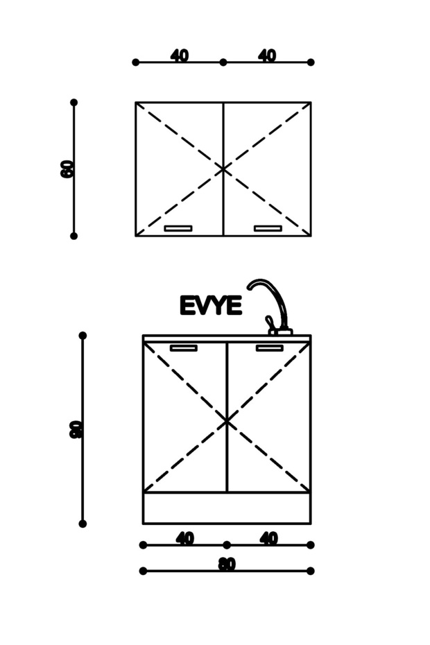 80 Cm Eylül Mutfak Evyeli Mini Mutfak Alt Üst Takım - 2