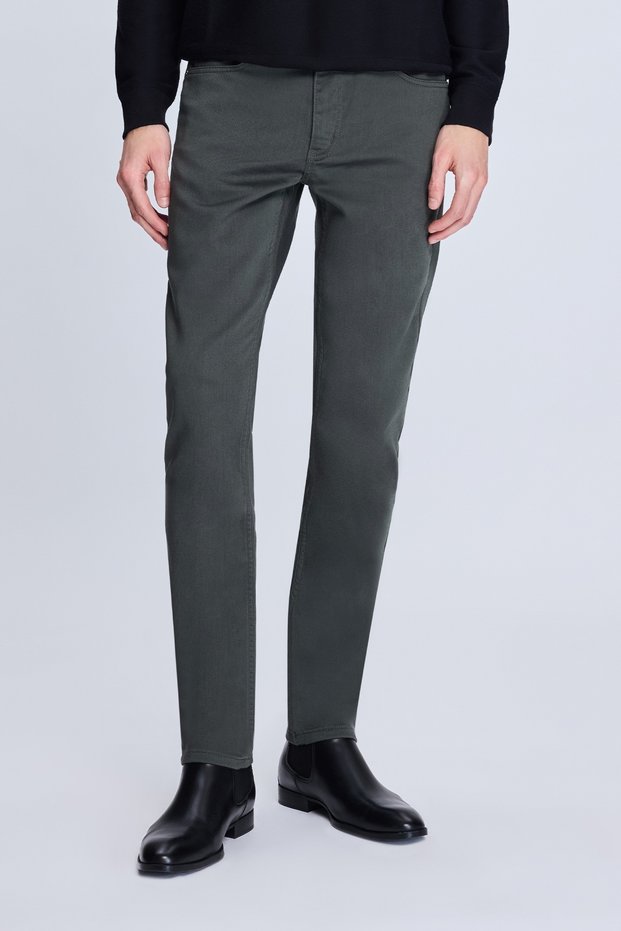 Khaki Dynamic Fit Cotton 5 Pocket Canvas Trousers