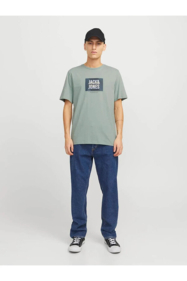 Men's Navy Blue Jjhudson Tee Ss Crew Neck Ln T-Shirt 12268477