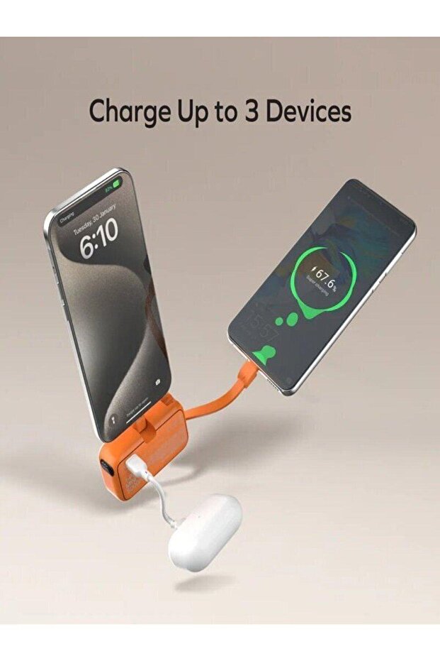 Power Mini 5000mAh 3'ü 1 arada USB-C - 4