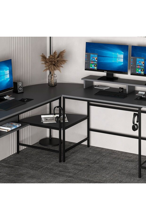 Greta Köşe Masa Set-Antrasit - 6