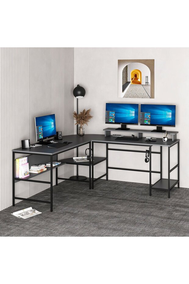 Greta Köşe Masa Set-Antrasit - 3