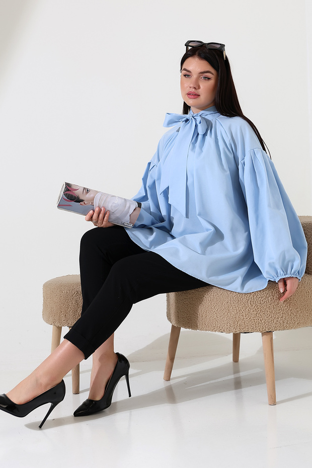 Collar Ribbon Detail Casual Tunic