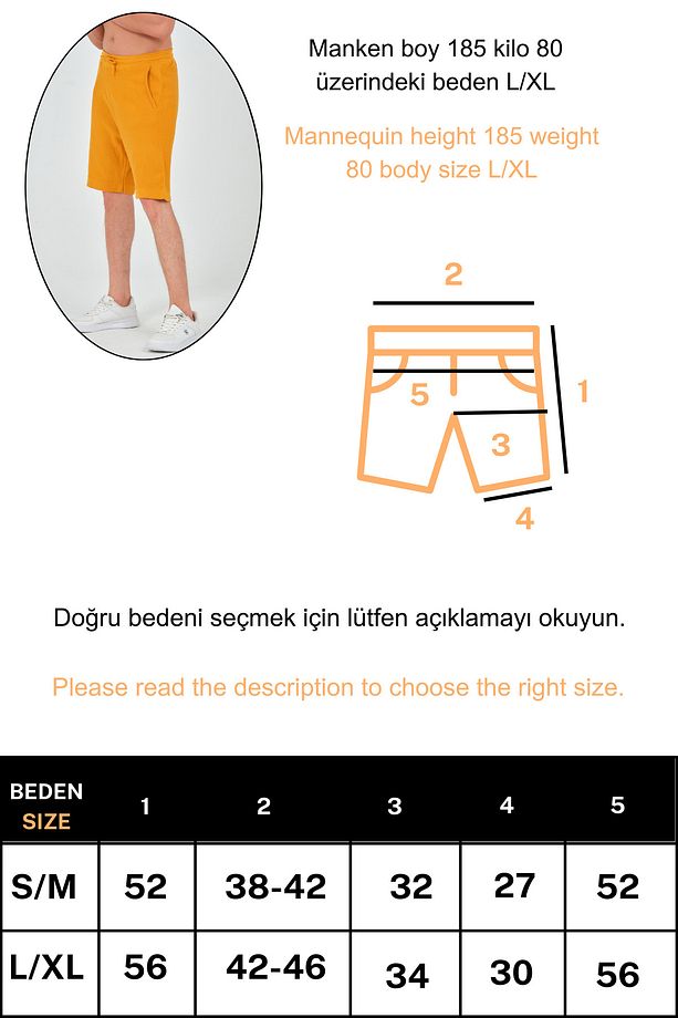Unisex Relaxed Fit Hardal Sarısı Triko Örme Şort - 3