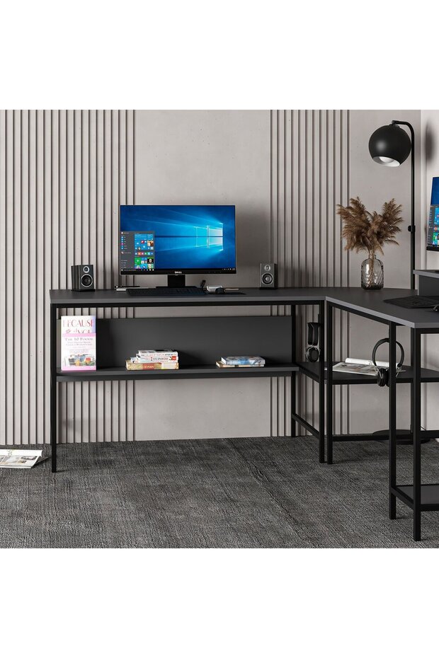 Greta Köşe Masa Set-Antrasit - 7