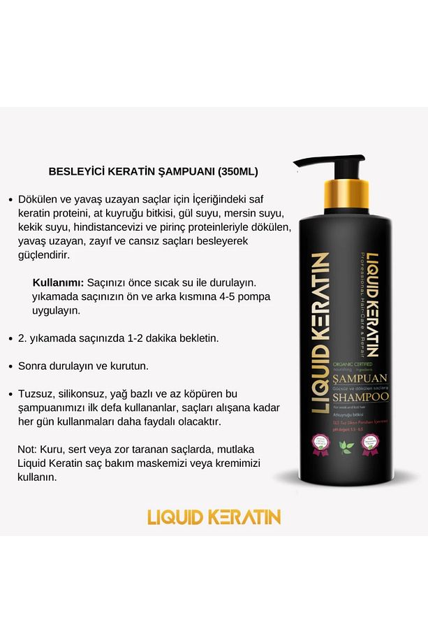 Sülfatsız Tuzsuz Besleyici Doğal Keratin Şampuanı (350ML) - Dökülme Önleyici Güçlendirici - 6
