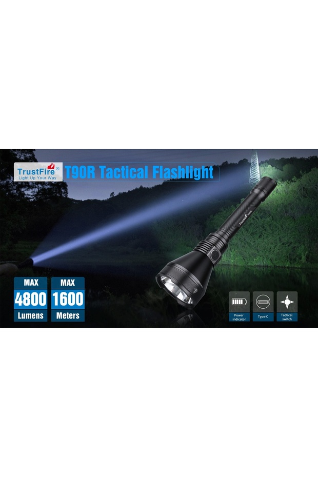 4800 Lümen Tüfek Feneri,prosefyonel Avcı El feneri kiti LED yüksek güçlü,T90R ,Şarj edileb - 3