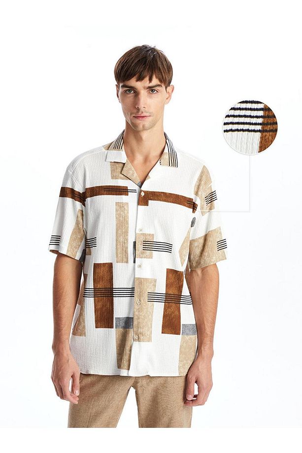 LCW Vision Regular Fit Kısa Kollu Desenli Erkek Gömlek - 3
