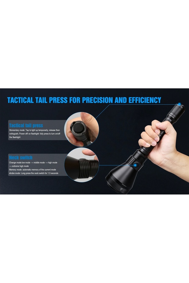 4800 Lümen Tüfek Feneri,prosefyonel Avcı El feneri kiti LED yüksek güçlü,T90R ,Şarj edileb - 5