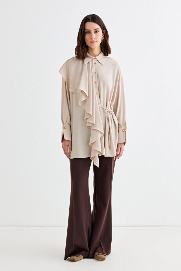 Cod Flounce Tie-Up Shirt Stone