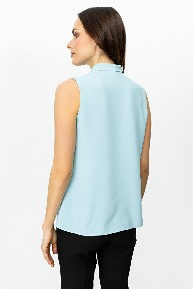 Omzu Drapeli Kolsuz Bluz - 4