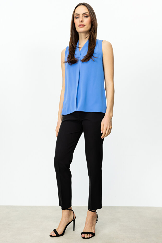 Omzu Drapeli Kolsuz Bluz - 4