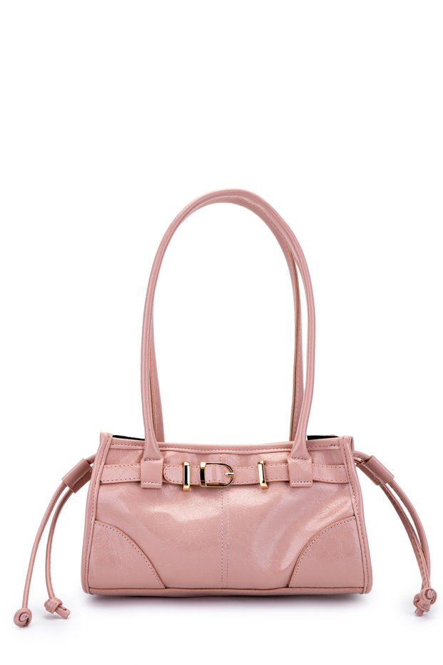 Belt Detailed Faux Stingray Leather Women's Shoulder Bag Girls Powder