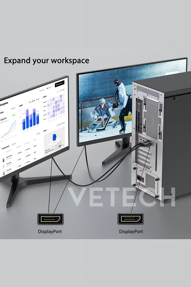 Display Port Kablo 1.5mt Oyuncu Bilgisayarı İçin Dp to Dp 4K HD 144Hz - 165Hz Monitör Kablo - 4