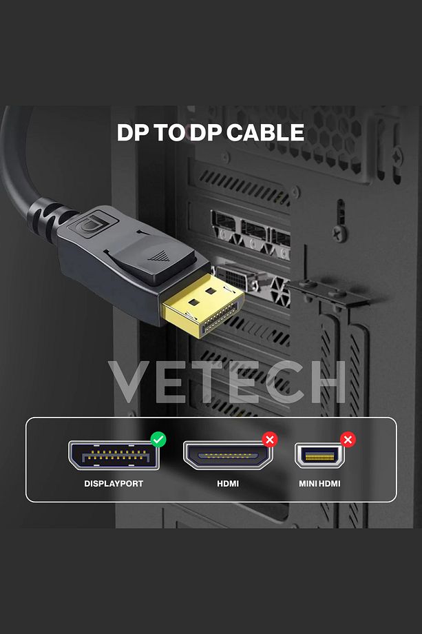 Display Port Kablo 1.5mt Oyuncu Bilgisayarı İçin Dp to Dp 4K HD 144Hz - 165Hz Monitör Kablo - 2