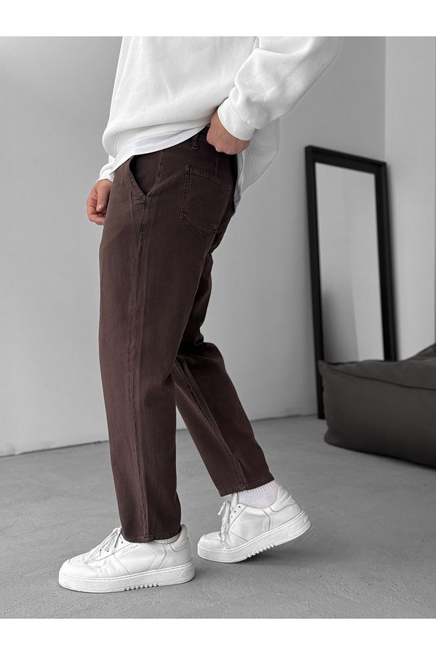 Kahve Dokulu Basic Pamuk Pantolon RES-1077 - 5