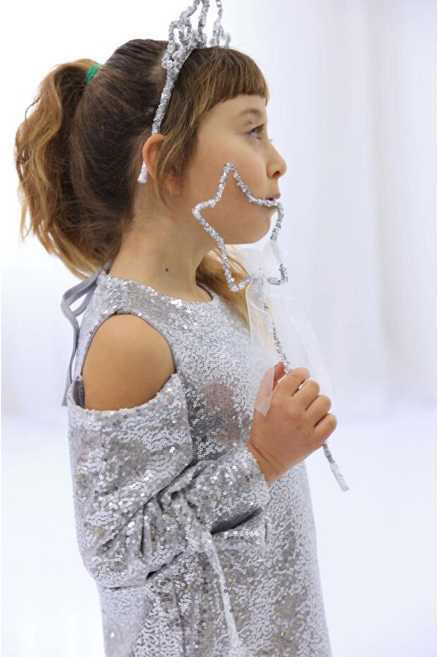 gümüş payet elbise - 4