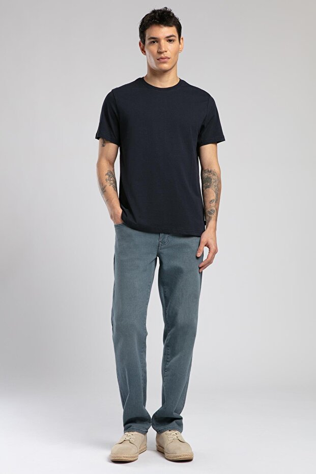 Baselo Men's 100% Cotton O-Neck T-Shirt Navy Blue