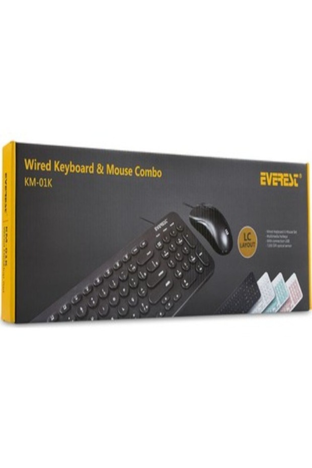 KM-01K Siyah Usb Yuvarlak Tuşlu 3D Mouse Combo Türkçe Klavye + Mouse Set - 2