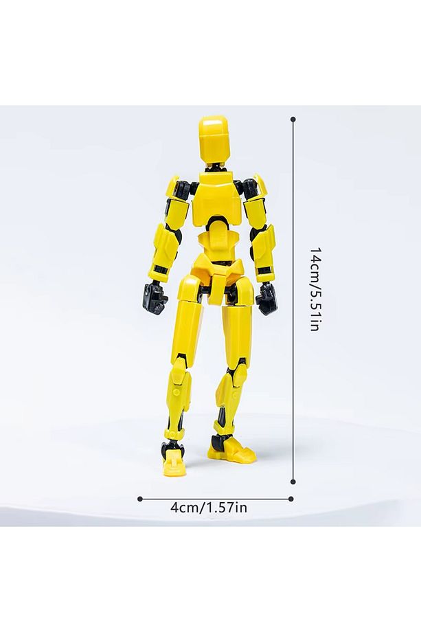 Çok Eklemli Hareketli Robot Yap Boz Kukla Aksiyon Figürleri Oyuncak Sarı Renk - 2