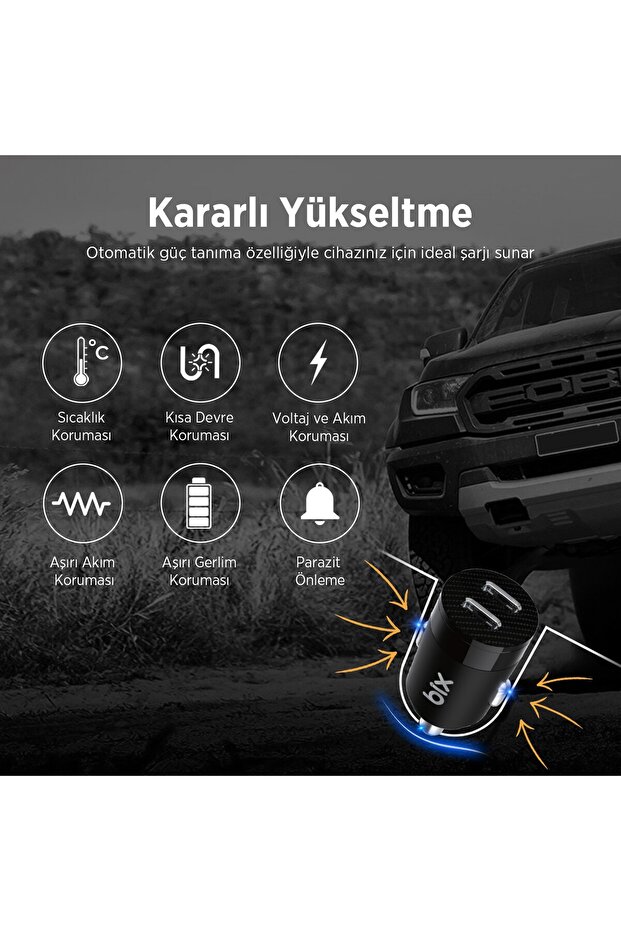Bxcc65c 65w Çift Portlu Type-c Araç Şarj Aleti İPhone & Android & Notebook Mini Araç İçi Şarj Cihazı - 7