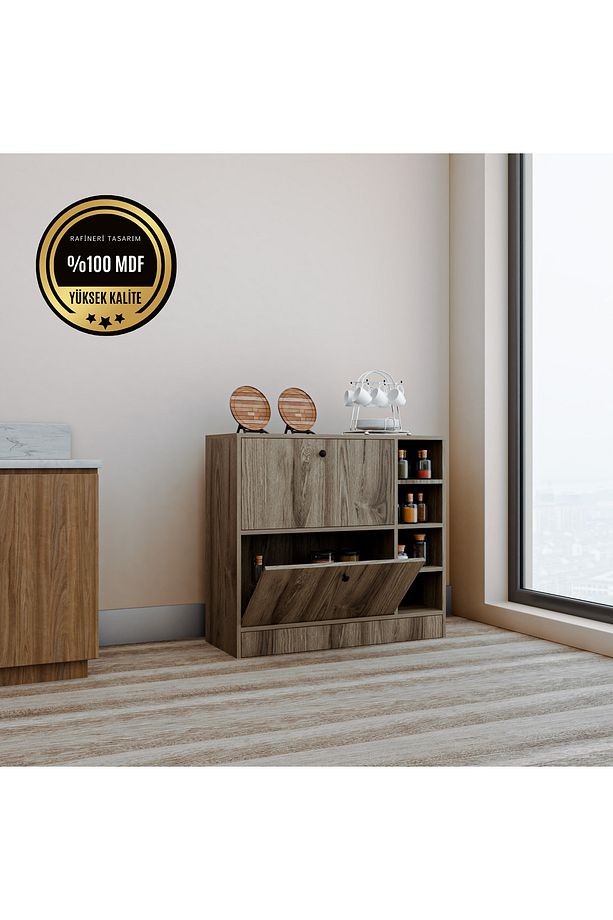 Lima MDF Kahve Köşesi Kiler Dolabı Çok Amaçlı Dolap Mutfak Dolabı - 2
