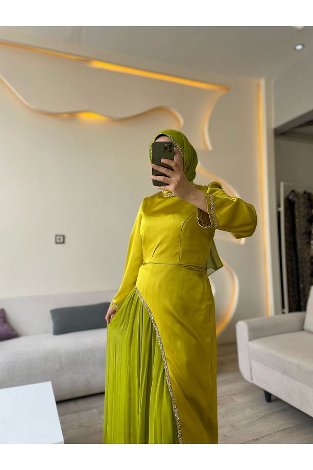 Arya Saten Şifon Abiye Elbisesi - 2