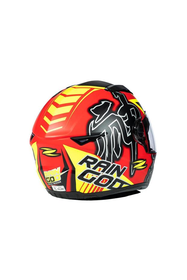 ZS-811A AL31 Matt Red Fluo Yellow Kapalı Kask - 7