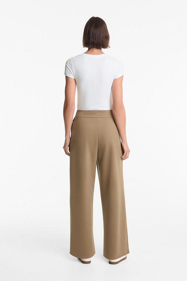 Neopren görünümlü bootcut uzun pantolon - 6