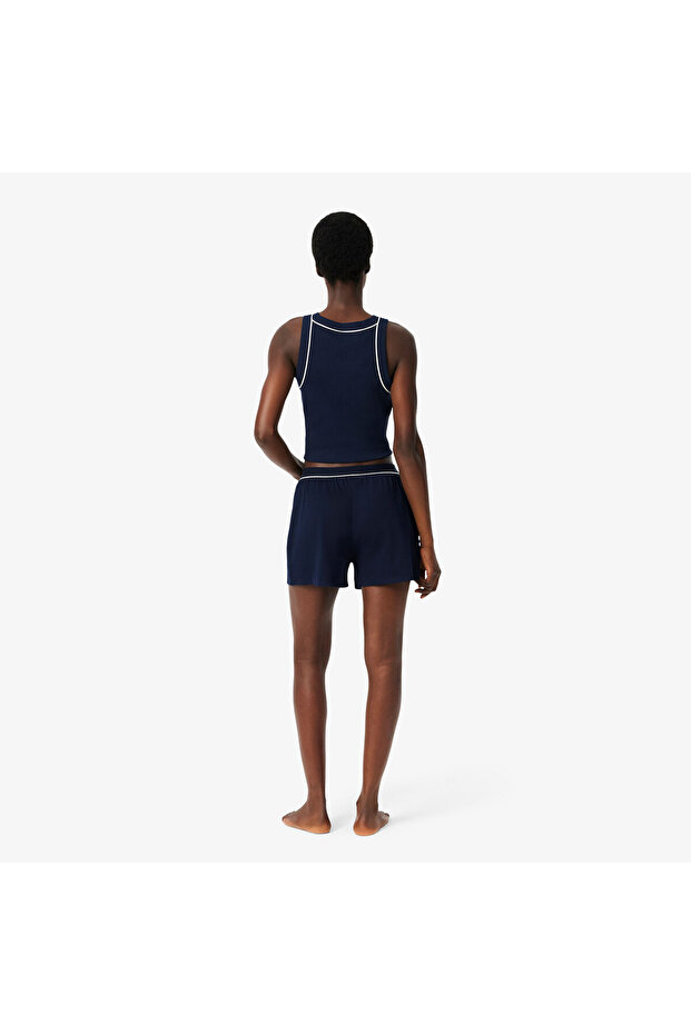 Kadın Kolsuz Bisiklet Yaka Lacivert Pijama Takımı - 3