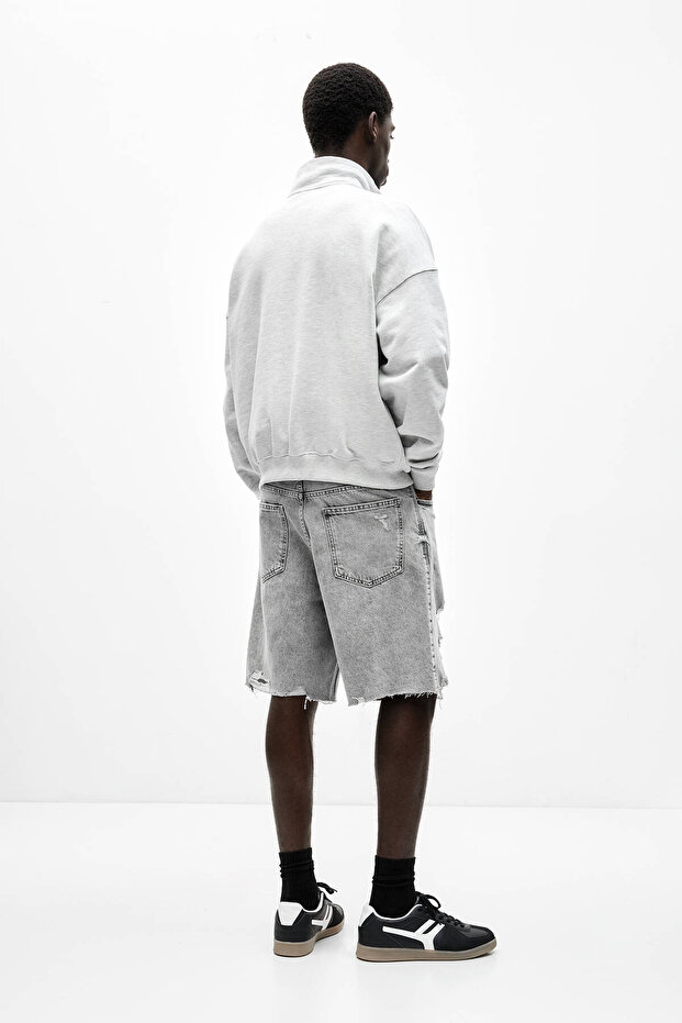 Distressed denim bermuda - 4