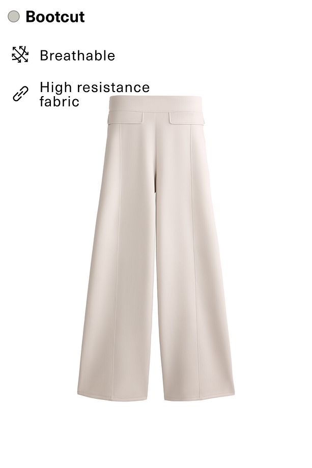 Neopren görünümlü bootcut uzun pantolon - 3