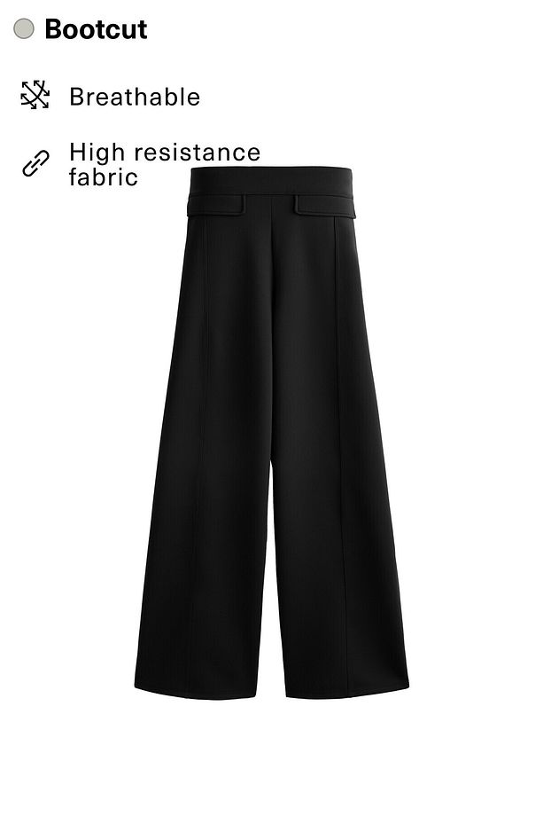 Neopren görünümlü bootcut uzun pantolon - 7