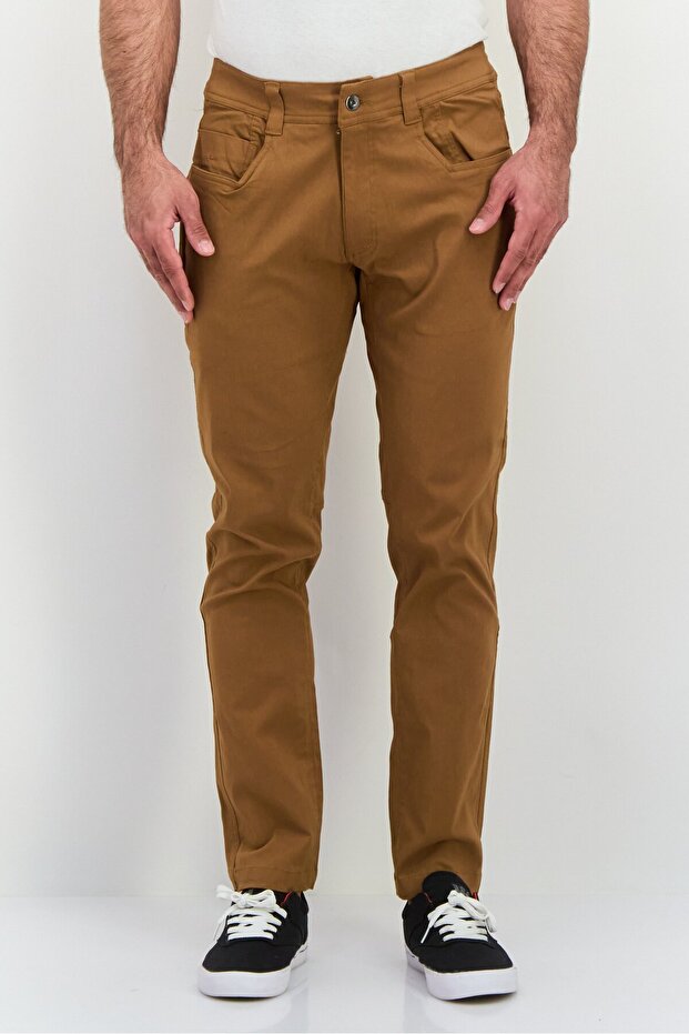 بنطال تشينو سادة بقصّة عادية للرجال، بني - 1