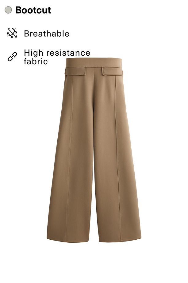 Neopren görünümlü bootcut uzun pantolon - 7