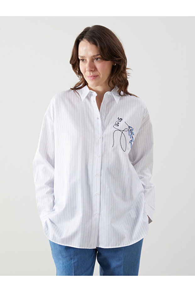 Nevavm Floral Poplin Women's Shirt with Difference