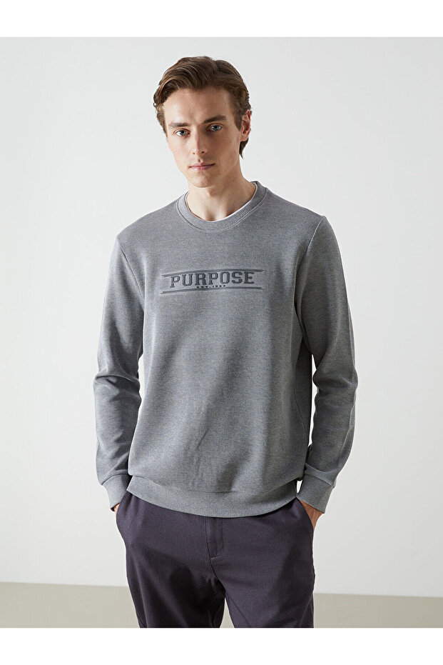 LCWAIKIKI Classic Crew Neck Long Sleeve Printed Men's Sweatshirt
