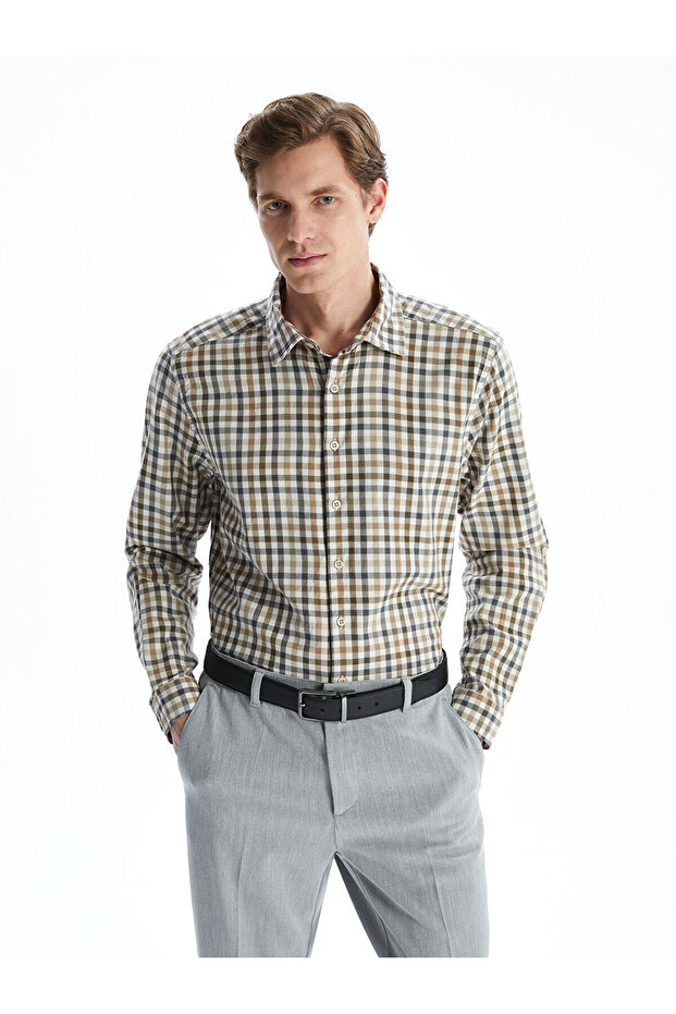 Trendlucky with Difference Slim Fit Long Sleeve Plaid Men's Shirt