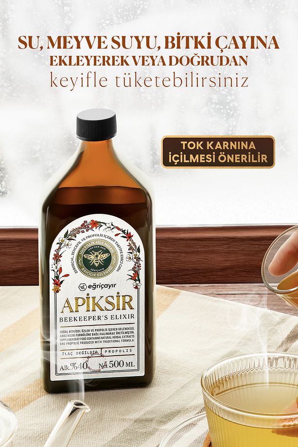 Apiksir 500ml (ZERDEÇAL ZENCEFİL PROPOLİS BAL TARÇIN KARABİBER KARIŞIMI) - 5